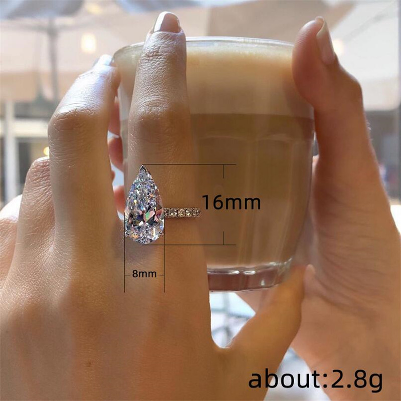 Choucong 2020 New Arrival Luxury Jewelry 925 Sterling Silver Water Drop CZ Pear Cut White Topaz CZ Diamond Large Gemstones Women