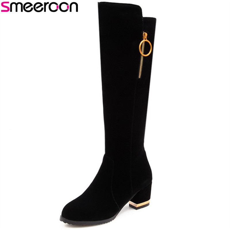 Smeeroon 2020 fashion autumn style winter zip boots women round toe floc high knee high quality boots heels black big size
Smeeroon 2020 fashion autumn style winter zip boots women round toe floc high knee high quality boots heels black big size