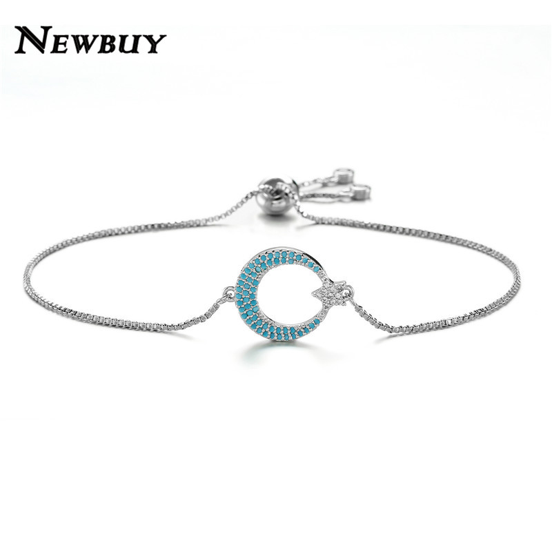 NEWBUY 2020 Fashion Silver Color Moon Star Charm Bracelet For Elegant Women Adjustable Copper Chain Cubic Zirconia Bracelet
NEWBUY 2020 Fashion Silver Color Moon Star Charm Bracelet For Elegant Women Adjustable Copper Chain Cubic Zirconia Bracelet