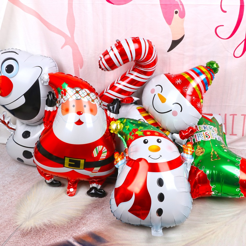 Party Decoration Happy Christmas Foil Balloons Santa Claus Snowman Tree Balloon Year 2021 Decorations Children Gift Box Ball Supplies