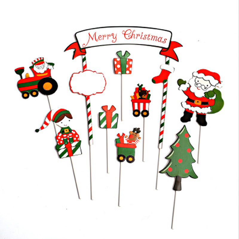 Other Festive & Party Supplies Paper Merry Christmas Cake Topper Santa Claus Cupcake Toppers For Home Decorations Tree Baby Shower