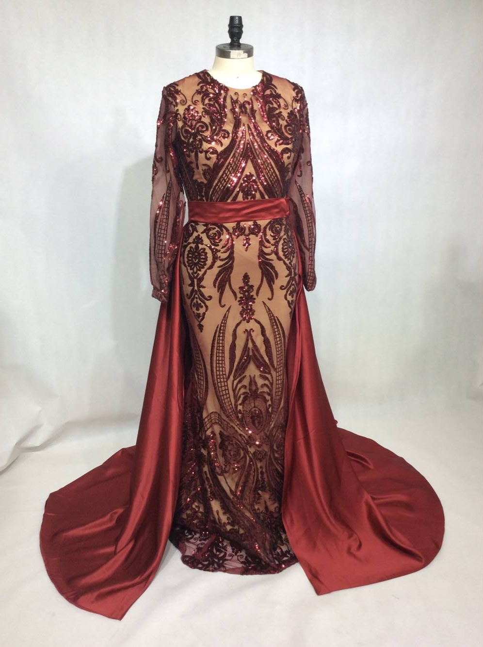 Elegant Rose Pink Mermaid Muslim Hijab Lace Prom Dresses With Detachable Train Long Sleeve Dubai Women Wear Formal Evening Gown Party Dress