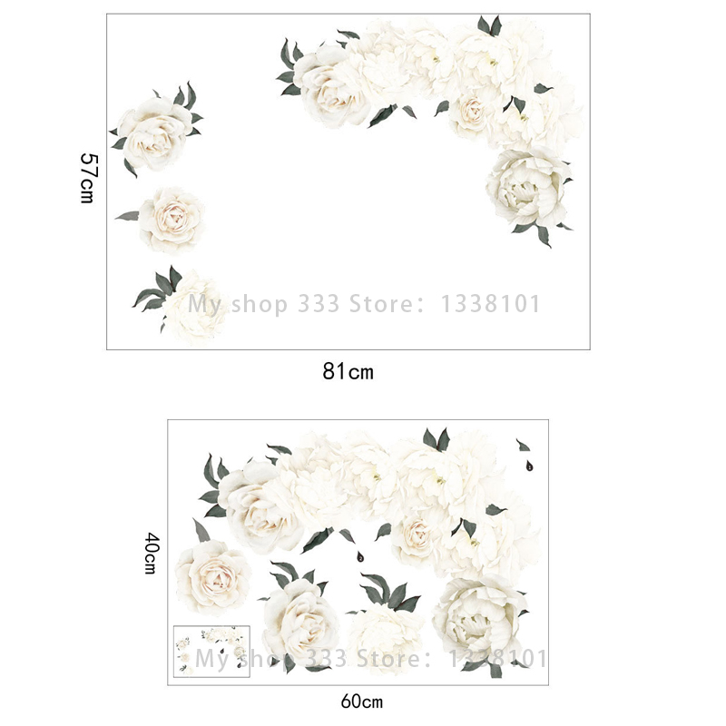 White Peony Beautiful Flowers Wall Stickers for Living Room Wall Decal Baby Nursery Murals Decor Poster Murals