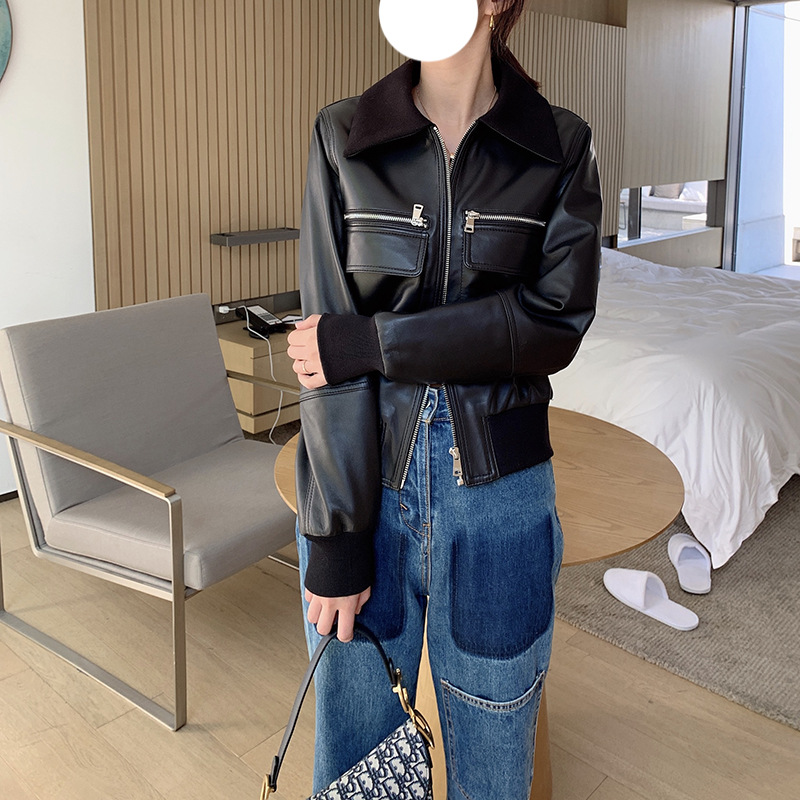 Genuine leather simple all-match small leather jacket autumn and winter short jacket 2020 new Korean sheep, Black
Genuine leather simple all-match small leather jacket autumn and winter short jacket 2020 new Korean sheep, Black