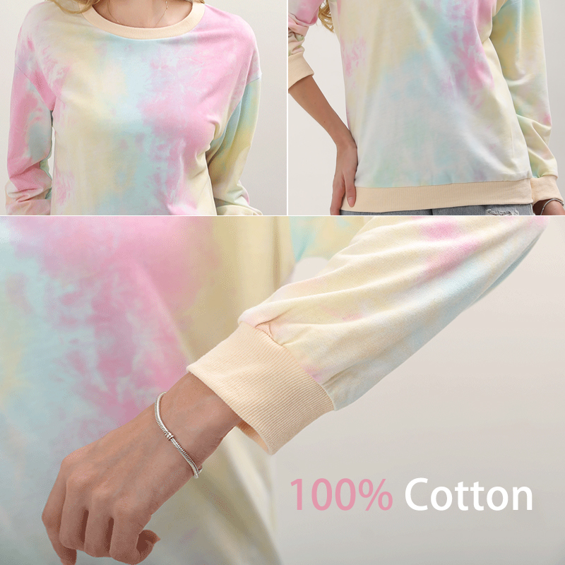 Autumn Womens Hoodies Multicolor Long Sleeve Pastel Sweatshirt Female Loose Tie Dye Printed Hoodie Pullover Tops Oversize