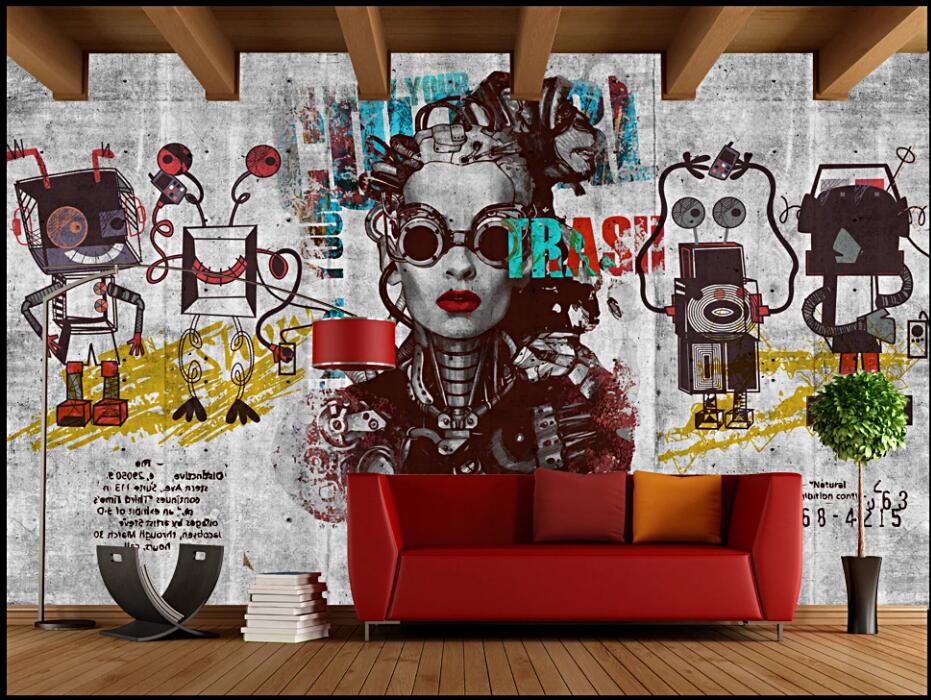 3D wallpaper custom photo mural Industrial wind cement wall robot bar coffee shop home decor 3d wall muals wall paper for walls 3 d in rolls, Non woven
3D wallpaper custom photo mural Industrial wind cement wall robot bar coffee shop home decor 3d wall muals wall paper for walls 3 d in rolls, Non woven