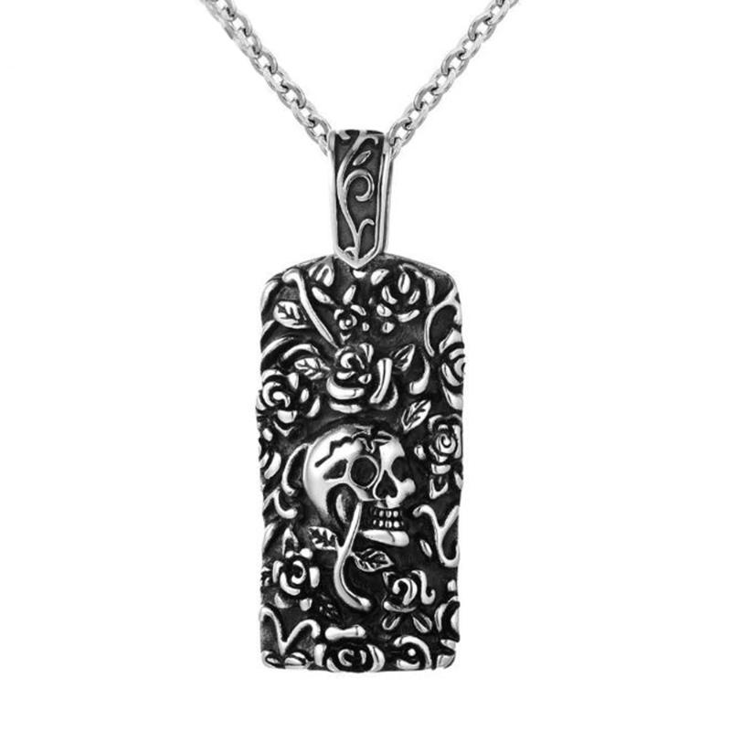 Stainless Steel Vintage Skull Pendant Necklace Dog Tag Mexico Skull Jewelry Best Punk Rock Gift For Him
Stainless Steel Vintage Skull Pendant Necklace Dog Tag Mexico Skull Jewelry Best Punk Rock Gift For Him
