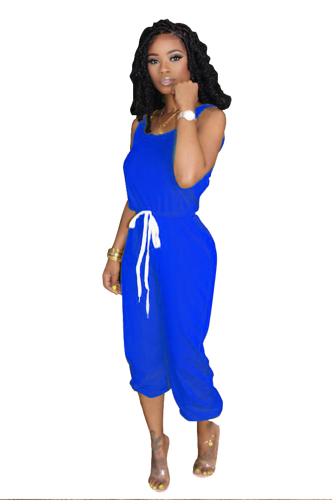 Spot the Jumpsuits European American spring and summer fashion leisure street selling solid color jumpsuit