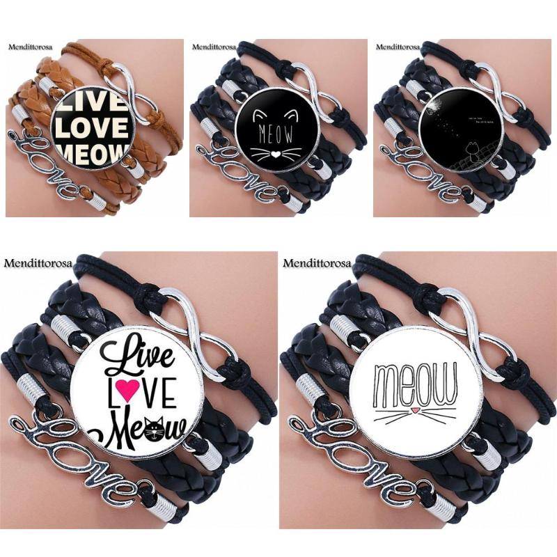 Charm Bracelets EJ Glaze Fashion Novelty Glass Multilayer Black/Brown Leather Bracelet Bangles For Girls Gift Live Love Meow Black Cat
Charm Bracelets EJ Glaze Fashion Novelty Glass Multilayer Black/Brown Leather Bracelet Bangles For Girls Gift Live Love Meow Black Cat
