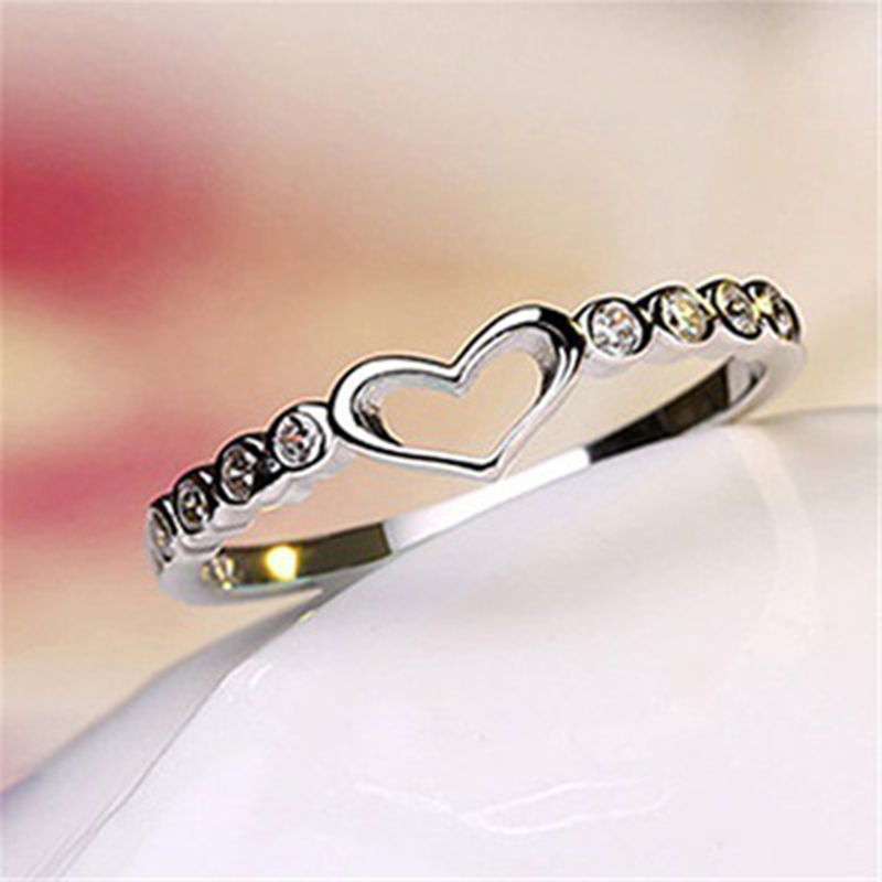 Women Wedding Ring Heart-shaped Hollow Engagement Ring Jewelry Female Gift For Girlfriend Lovers