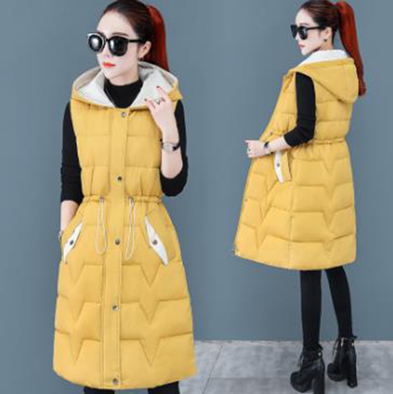 Wholesale women's hooded hit color mid-length sleeveless all-match outer wear cotton vest jacket with hood, Green
Wholesale women's hooded hit color mid-length sleeveless all-match outer wear cotton vest jacket with hood, Green