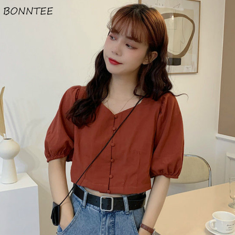 Shirts Women V-neck Solid Retro Button Harajuku Ins Tunic Crop Top Vintage Female Loose Kawaii Fashion All-match Large Size Chic, Black
Shirts Women V-neck Solid Retro Button Harajuku Ins Tunic Crop Top Vintage Female Loose Kawaii Fashion All-match Large Size Chic, Black