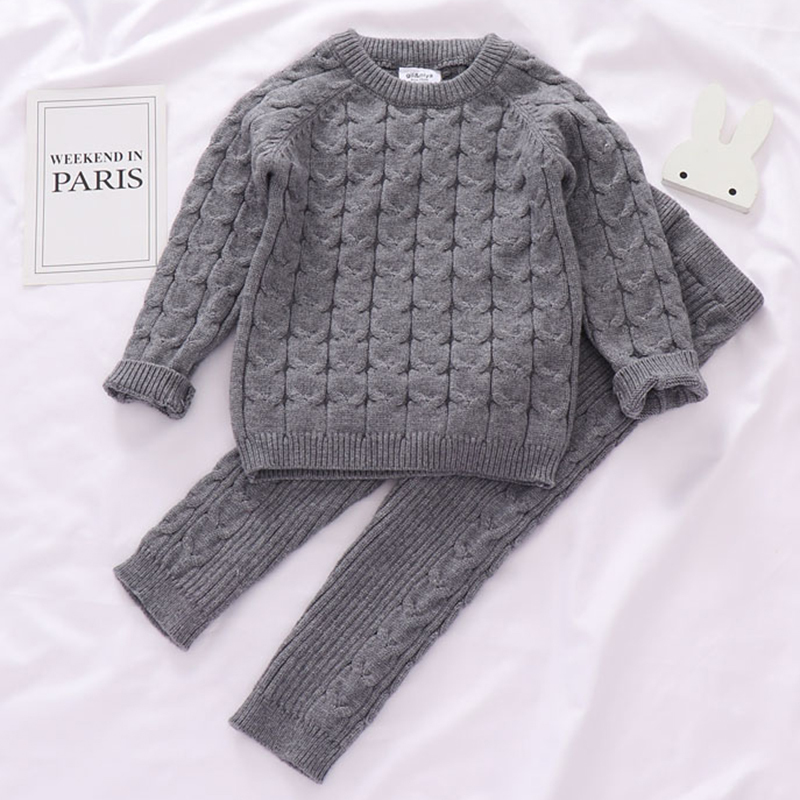 0-4 Yrs Girls Boys Suit Fall Baby Boys Girls Clothing Sets Winter knitting Pullover Sweater+Pants Infant Boys Knit Tracksuits LJ200916
