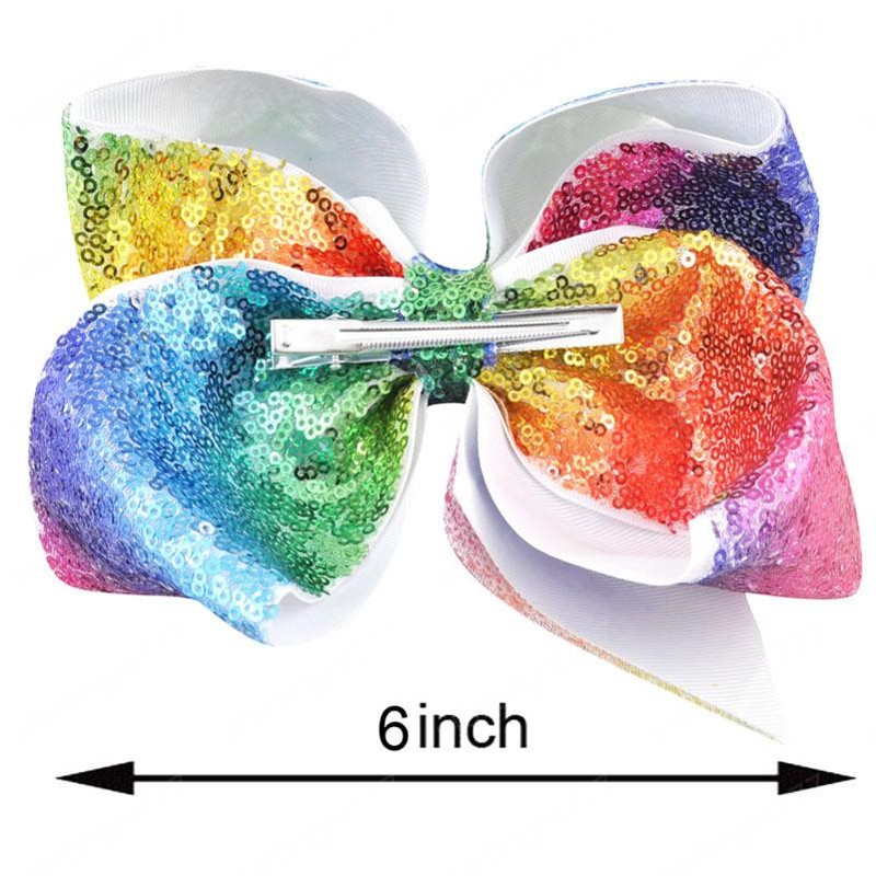 New 25 color 6 inch Girls Embroideried Sequin Hair Bows With Alligator Clips Colorful Hairpins Shinny Barrette hair clips Hair Accessories