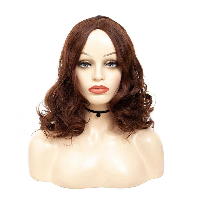 Ladies Wig Short Wavy Curly Full Wig Brown Synthetic Hair Cosplay Party Prop