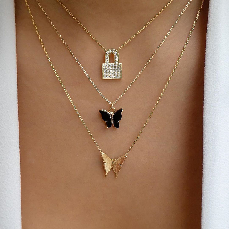 3Pcs/Set Women Necklaces Set Fashion Crystal Lock Butterfly Clavicle Chain Gold Necklace Exquisite Valentine's Day Gift Jewelry
3Pcs/Set Women Necklaces Set Fashion Crystal Lock Butterfly Clavicle Chain Gold Necklace Exquisite Valentine's Day Gift Jewelry