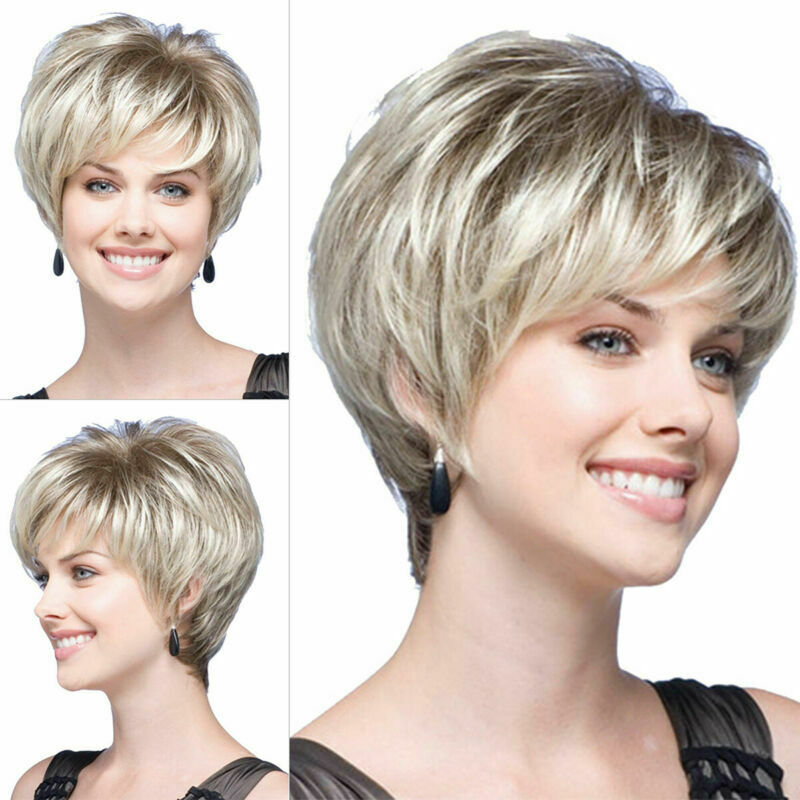 Lady Women Fashion Short Curly Wigs Black Blonde Wavy Hair Pexie Boycut Wig