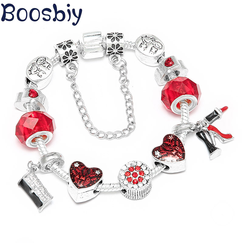 Boosbiy Silver Plated Charm Bracelet with Red Heart Beads Fit Brand Bracelet For Women Valentine's Day Gift Dropshipping
Boosbiy Silver Plated Charm Bracelet with Red Heart Beads Fit Brand Bracelet For Women Valentine's Day Gift Dropshipping