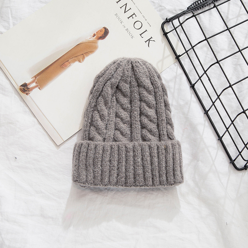 New Arrival Stylish Autumn Winter Warm Women Braided Crochet Wool Knitted Beanie Beret Ski Ball Cap Baggy Solid Hat Skullies