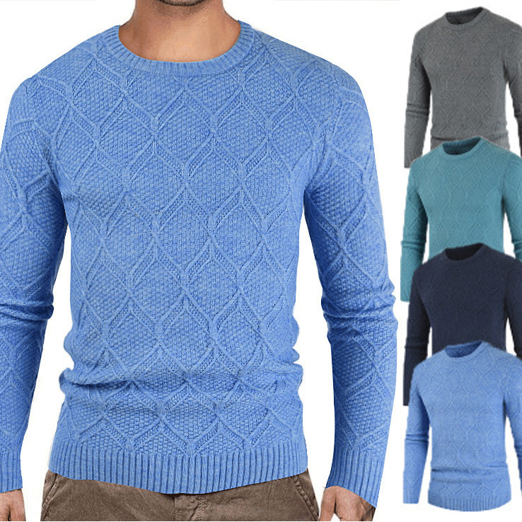 2020 Rhombic Designs Blue Thick Men's Winter Warm Sweater Acrylic Round Neck Top Pullover Retro Casual Knit Sweater For Men 
2020 Rhombic Designs Blue Thick Men's Winter Warm Sweater Acrylic Round Neck Top Pullover Retro Casual Knit Sweater For Men