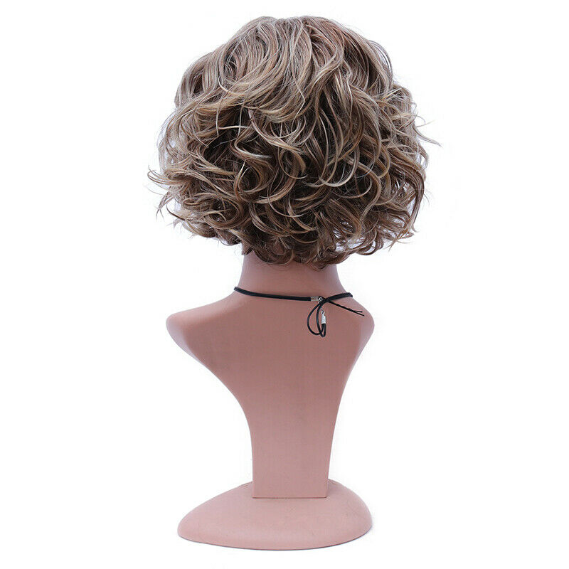 Brown Blonde Short Curly Wavy Curly Hair Synthetic Fashion Women Full Wig Daily