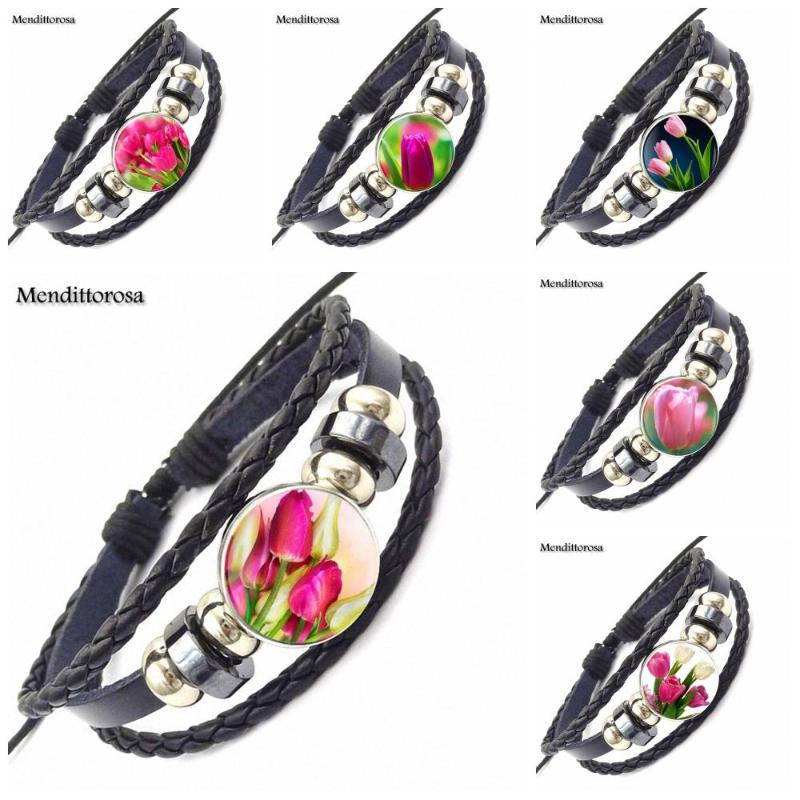 EJ Glaze Pink Tulip For Schoolgirl Maxi Cheap Fashion Jewelry With Glass Cabochon Black Leather Bracelet Bangle
EJ Glaze Pink Tulip For Schoolgirl Maxi Cheap Fashion Jewelry With Glass Cabochon Black Leather Bracelet Bangle