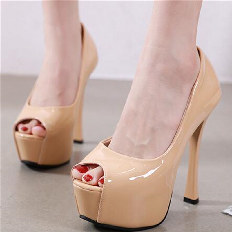 Platform Leather Shoes Woman Pumps Peep Toe 13CM High Heels Sexy Nightclub Women Shoes Fashion Wedding Bridal Office Pumps, Beige
Platform Leather Shoes Woman Pumps Peep Toe 13CM High Heels Sexy Nightclub Women Shoes Fashion Wedding Bridal Office Pumps, Beige