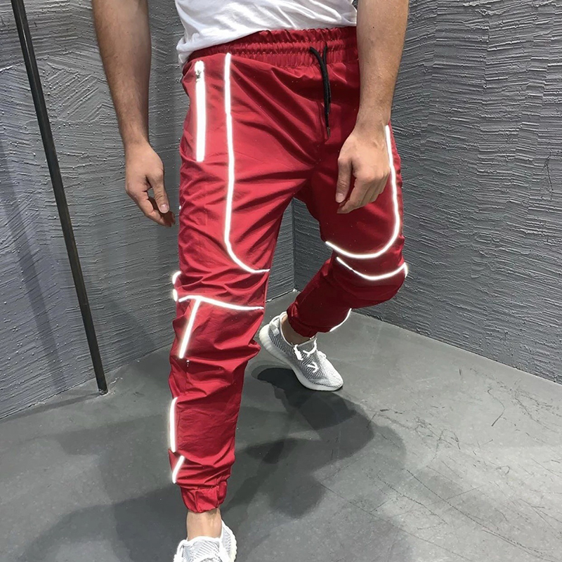 Fashion Reflective Strip Drawstring Sweatpants Men 2020 Fall Stretch High Waist Loose Streetwear Cargo Jogger Pants, Red
Fashion Reflective Strip Drawstring Sweatpants Men 2020 Fall Stretch High Waist Loose Streetwear Cargo Jogger Pants, Red