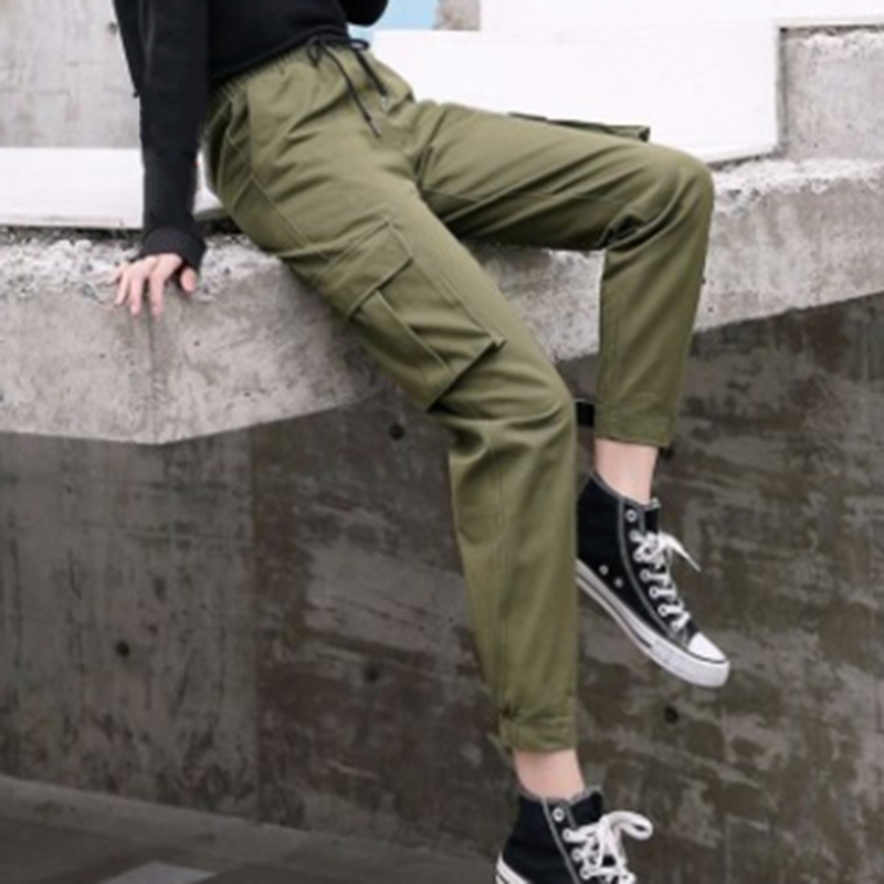 Autumn Female Cargo Pants Casual Pocket Middle Waist Lace Up Spring Women Solid Color Fashion Trousers Street, Black
Autumn Female Cargo Pants Casual Pocket Middle Waist Lace Up Spring Women Solid Color Fashion Trousers Street, Black