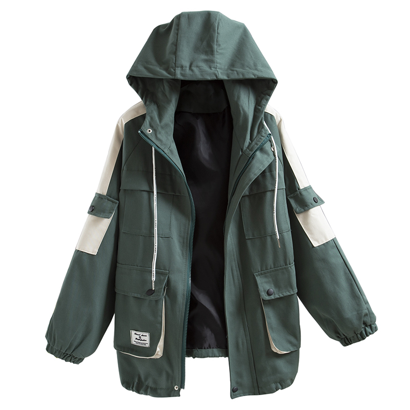 Spring Autumn Jacket Women Long Sleeve Loose Clothes Fashion Colorblock Hooded Windbreaker Women Student Harajuku Jacket H246, Black
Spring Autumn Jacket Women Long Sleeve Loose Clothes Fashion Colorblock Hooded Windbreaker Women Student Harajuku Jacket H246, Black