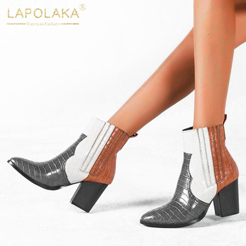 Lapolaka 2020 New Design Big Size 43 British Style Ankle Boots Women Shoes Slip On Thick High Heels Mix Color Shoes Ladies Boots, Gray 
Lapolaka 2020 New Design Big Size 43 British Style Ankle Boots Women Shoes Slip On Thick High Heels Mix Color Shoes Ladies Boots, Gray