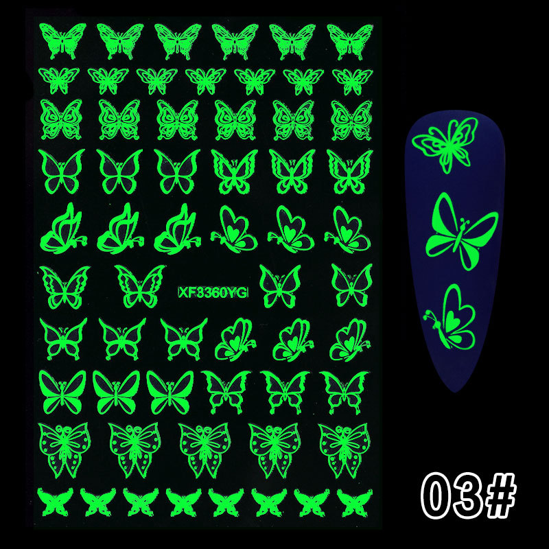 Halloween Christmas Style Snowflake Flame Nails Sticker Butterfly Design Glow In the Dark Nails Art Stickers, 1pc ls-02
Halloween Christmas Style Snowflake Flame Nails Sticker Butterfly Design Glow In the Dark Nails Art Stickers, 1pc ls-02