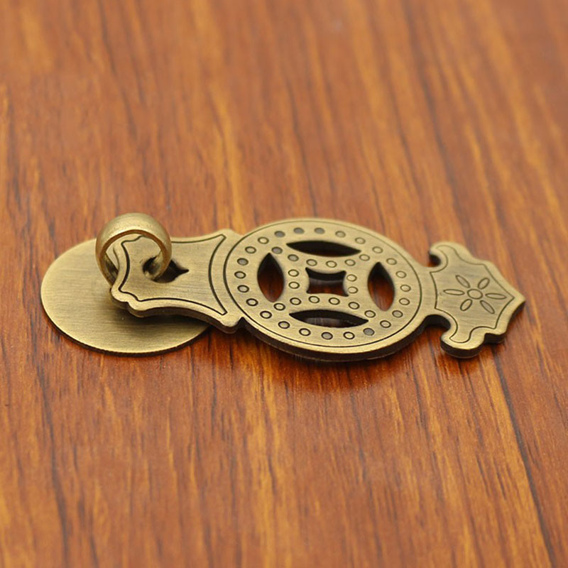 2 pcs Chinese antique drawer knob furniture door handle hardware Classical wardrobe cabinet shoe closet cone vintage pull ring