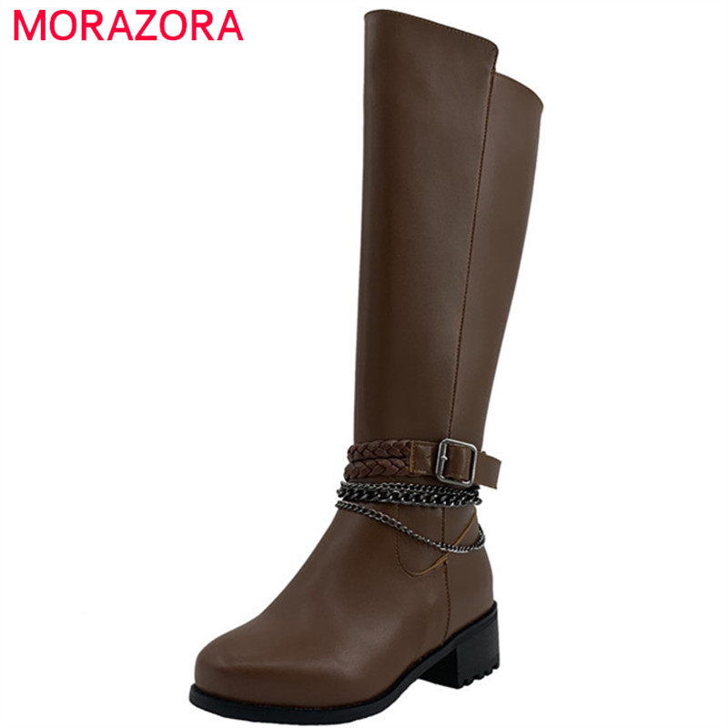 MORAZORA 2020 new arrival women knee high boots round toe chain buckle Motorcycle Boots autumn winter med heels shoes woman, Black
MORAZORA 2020 new arrival women knee high boots round toe chain buckle Motorcycle Boots autumn winter med heels shoes woman, Black