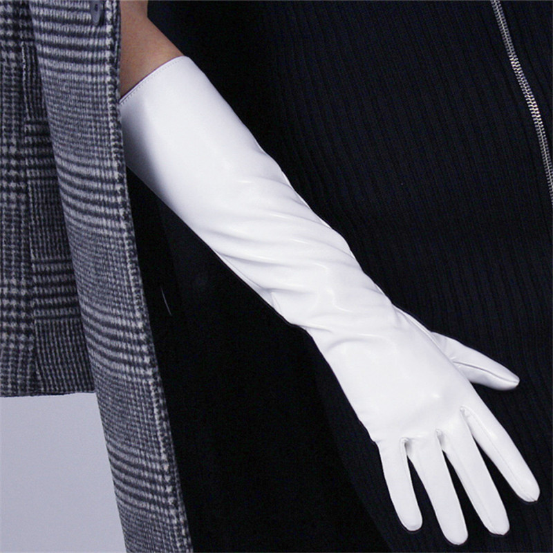 40cm Patent Leather Long Section Gloves Bright White Black Brown Patent Leather Red Emulation PU Touchscreen PU74-40
40cm Patent Leather Long Section Gloves Bright White Black Brown Patent Leather Red Emulation PU Touchscreen PU74-40