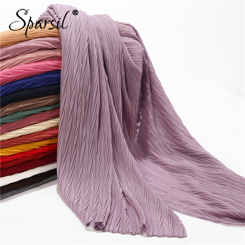 Sparsil Women Pleated Wrinkle Bubble Chiffon Scarves Crinkle Muslim Hijab Shawls Solid Turban Wraps Long Wrap Headscarf85*180cm
Sparsil Women Pleated Wrinkle Bubble Chiffon Scarves Crinkle Muslim Hijab Shawls Solid Turban Wraps Long Wrap Headscarf85*180cm