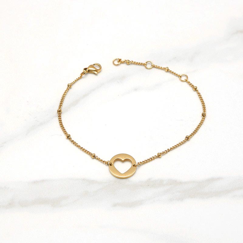 Heart Stainless Steel Bracelet Hollow out heart Bracelet with finishing polish Bead chain Bangle as Mother's Day Gift
Heart Stainless Steel Bracelet Hollow out heart Bracelet with finishing polish Bead chain Bangle as Mother's Day Gift