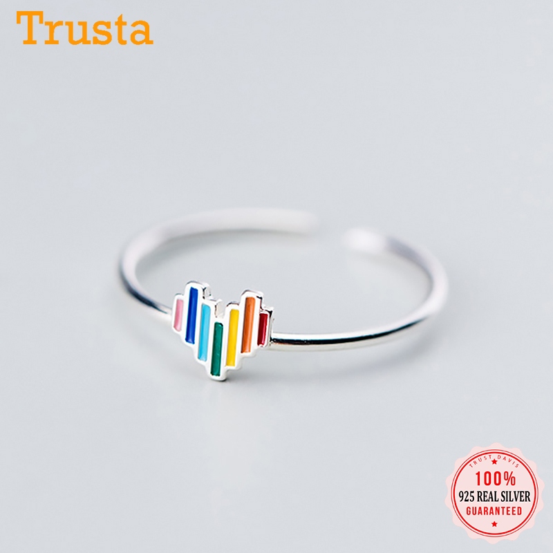 Trustdavis Real 925 Sterling Silver Sweet Simple Rainbow Heart Love Opening Ring Size For Women Wedding Fine S925 Jewelry DA1758
Trustdavis Real 925 Sterling Silver Sweet Simple Rainbow Heart Love Opening Ring Size For Women Wedding Fine S925 Jewelry DA1758