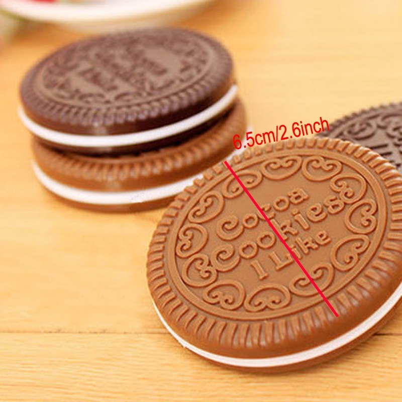 Chocolate Sanded Cookies Mirrors Cute Portable Pocket Mini Make Up Mirror Women Girls Comb Biscuit Shape Cosmetic Mirror Espejo