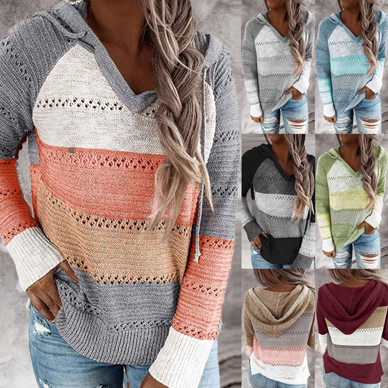 Women' Elegant Long Sleeve Hooded Knitted Sweater Ladies' Fall Striped Sweatshirt V Neck Pullover Tops Winter Vintage Sweaters, Beige
Women' Elegant Long Sleeve Hooded Knitted Sweater Ladies' Fall Striped Sweatshirt V Neck Pullover Tops Winter Vintage Sweaters, Beige