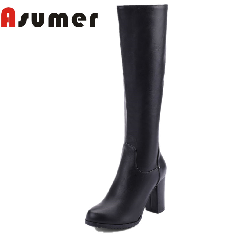ASUMER NEW 2020 adult knee high boots solid simple fashion high heels boots zipper round toe winter genuine leather, Black
ASUMER NEW 2020 adult knee high boots solid simple fashion high heels boots zipper round toe winter genuine leather, Black