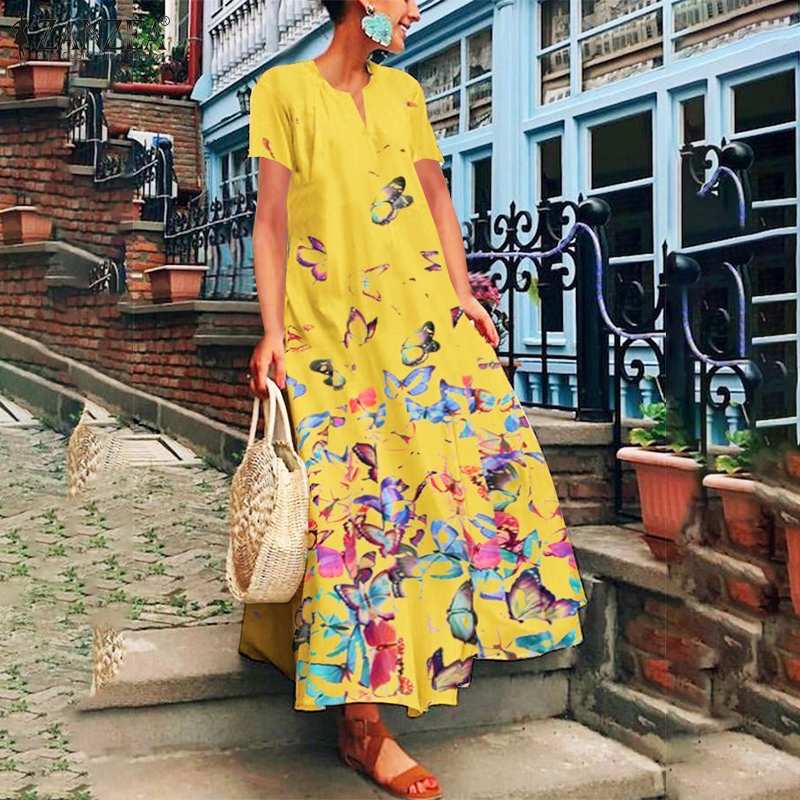 2020 Summer Bohemian Maxi Dress ZANZEA Women' Sundress Casual Short Sleeve Vestidos Female O Neck Print Dresses Robe Femme 5XL, Beige
2020 Summer Bohemian Maxi Dress ZANZEA Women' Sundress Casual Short Sleeve Vestidos Female O Neck Print Dresses Robe Femme 5XL, Beige