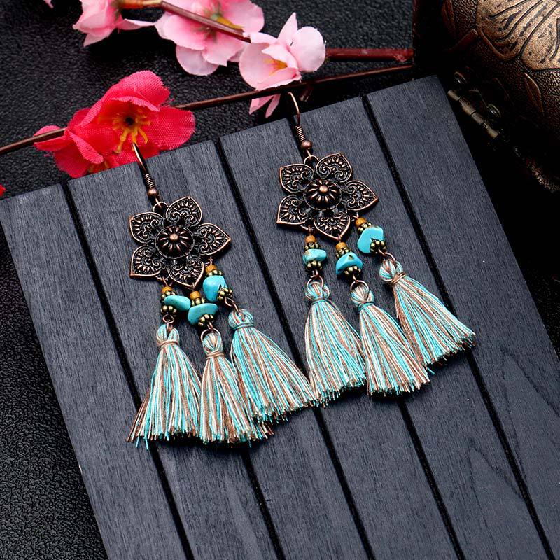 Tassel Earrings for Women Female Bohemia Autumn Winter Long Fringe Metal Flower Round Dangle Hanging Drop Earring Ethnic Jewelry 
Tassel Earrings for Women Female Bohemia Autumn Winter Long Fringe Metal Flower Round Dangle Hanging Drop Earring Ethnic Jewelry