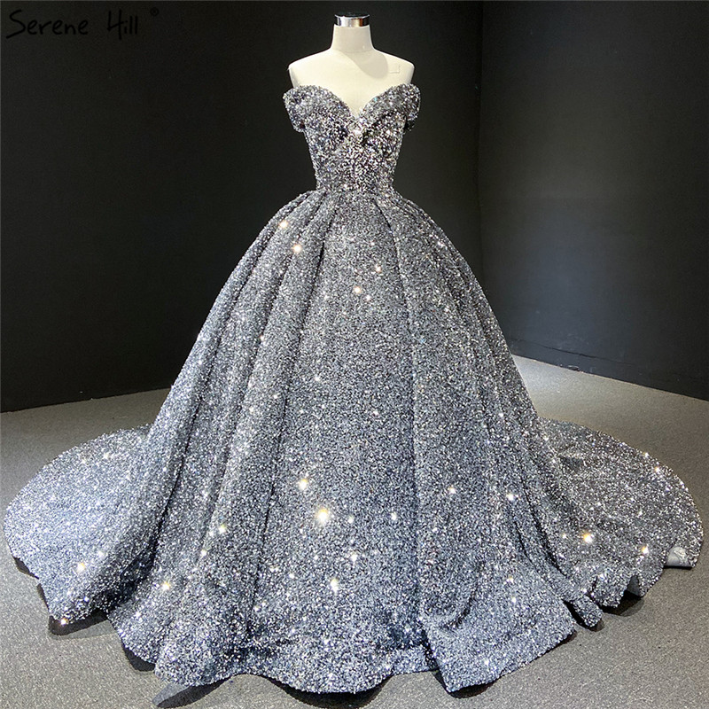 Grey Silver Sequined Wedding Dresses 2020 Dubai Sleeveess Sexy Luxury Bridal Gowns Serene Hill HM66742 Custom Made, White
Grey Silver Sequined Wedding Dresses 2020 Dubai Sleeveess Sexy Luxury Bridal Gowns Serene Hill HM66742 Custom Made, White