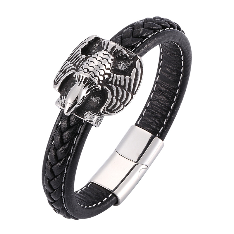 Fashion Eagle Bracelet For Men Jewelry Black Leather Bracelets Stainless Steel Magnetic Buckle Punk Bracelet SP0189
Fashion Eagle Bracelet For Men Jewelry Black Leather Bracelets Stainless Steel Magnetic Buckle Punk Bracelet SP0189