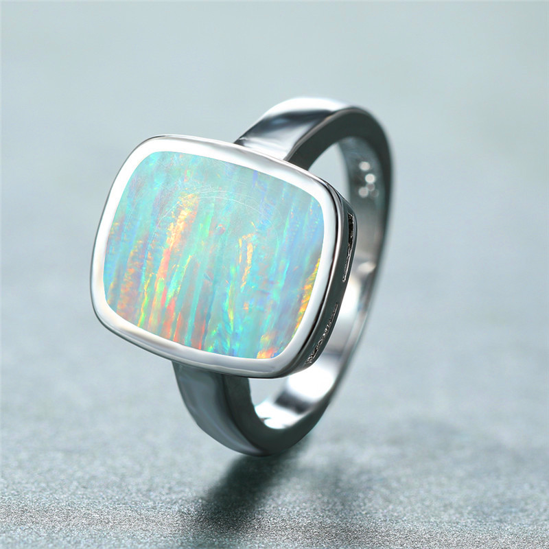 Boho Female Blue White Fire Opal Ring Cute Big Silver Color Wedding Band Jewelry Promise Love Engagement Rings For Women
Boho Female Blue White Fire Opal Ring Cute Big Silver Color Wedding Band Jewelry Promise Love Engagement Rings For Women