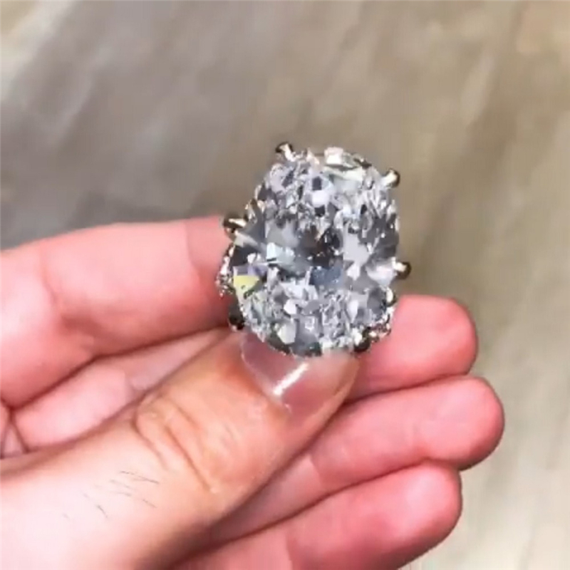 Vecalon Vintage Oval 8ct Diamond cz Ring Original 925 Sterling Silver Engagement Wedding Band Rings for women Bridal Fine Jewelry