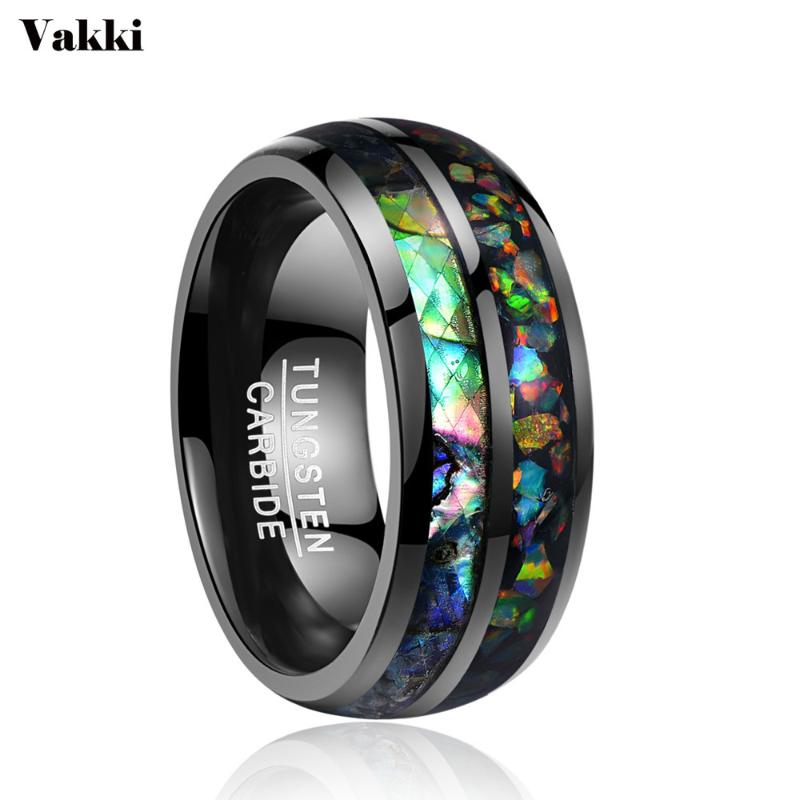 VAKKI Men Rings Electroplated Black Inlaid Shells Opal Dome Tungsten Steel Ring Size 7/8/9/10/11/12
VAKKI Men Rings Electroplated Black Inlaid Shells Opal Dome Tungsten Steel Ring Size 7/8/9/10/11/12