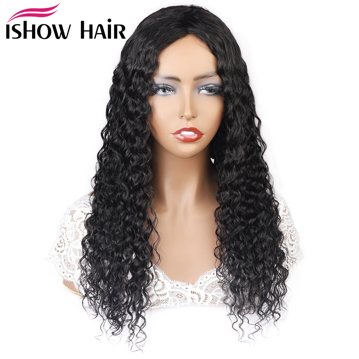 Ishow Brazilian Loose Deep Yaki Straight Human Hair Wigs Middle Part Peruvian Curly None Lace Wigs Indian Hair Malaysian Body Wave