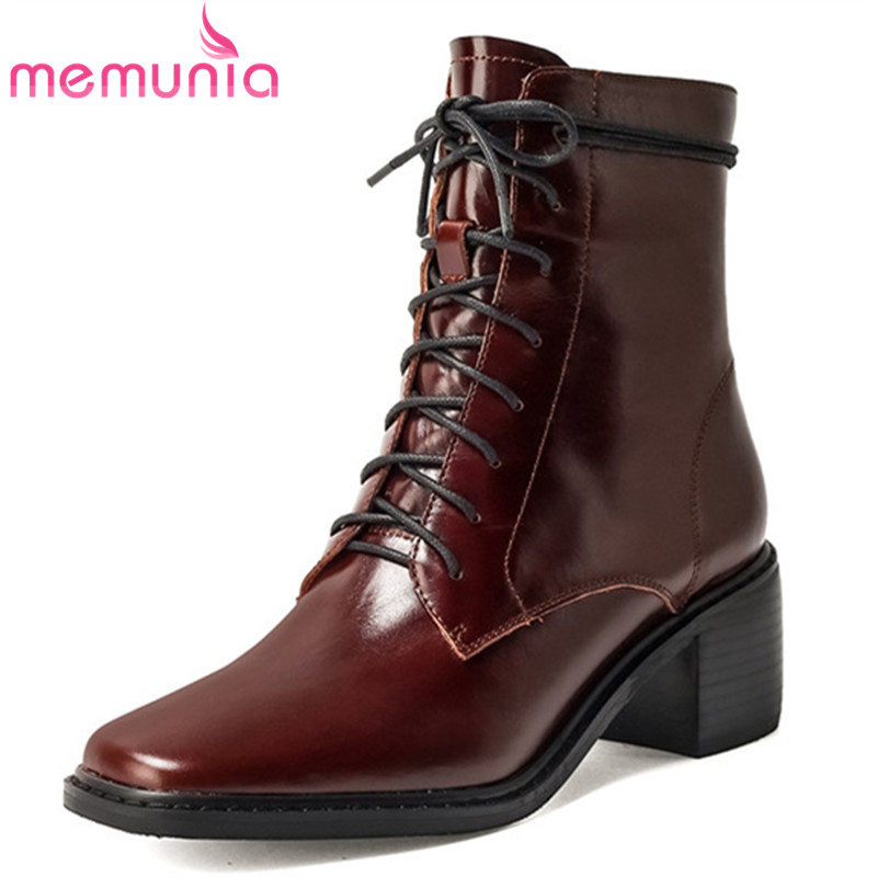 MEMUNIA 2020 new fashion genuine leather ankle boots women square toe autumn winter casual shoes women thick heel boots, Wine red 10cm
MEMUNIA 2020 new fashion genuine leather ankle boots women square toe autumn winter casual shoes women thick heel boots, Wine red 10cm